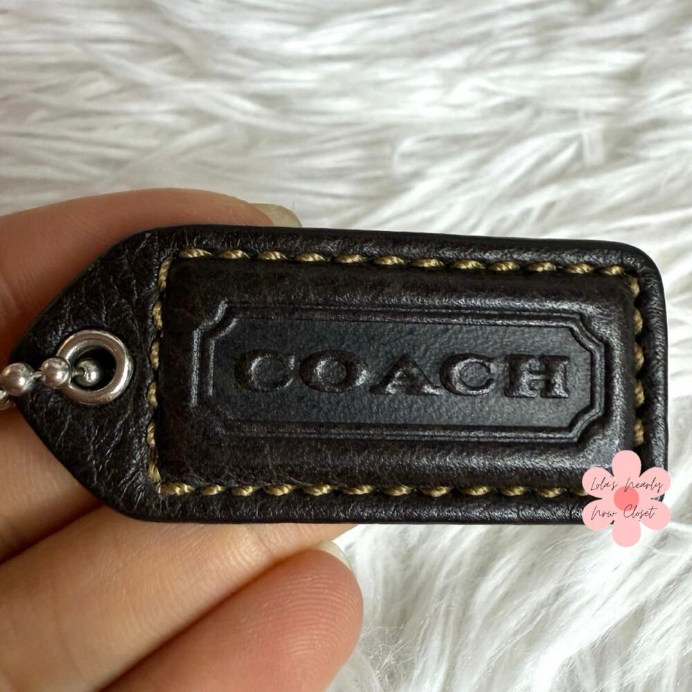 1.5" y2k COACH Dark Brown Fob Bag Charm Hang tag Hangtag